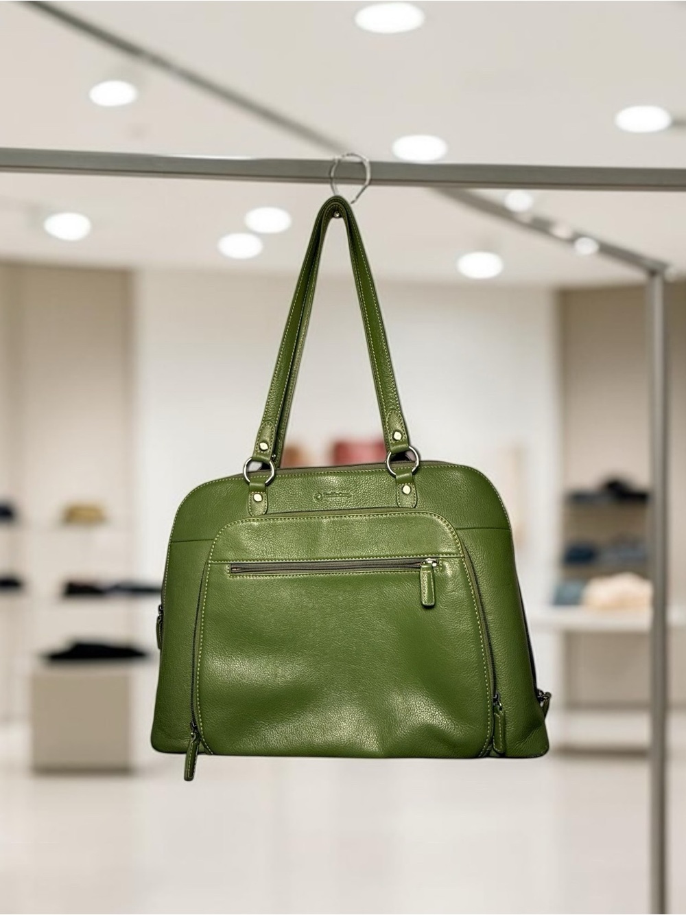 Vintage Franklin Covey Green Pebble Leather 15” Laptop Work Bag Tote Officecore